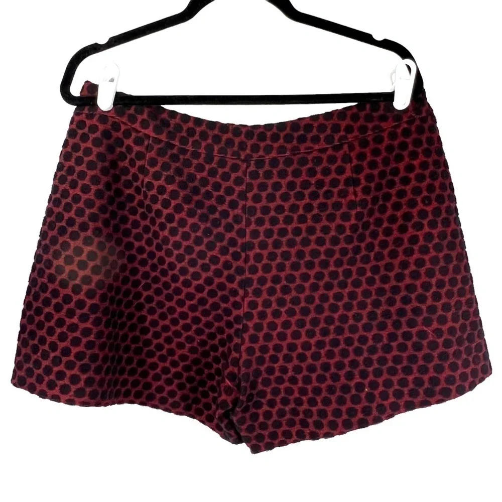 Eve by Eve's Red Black Silk Wool Pleated Shorts Size 8